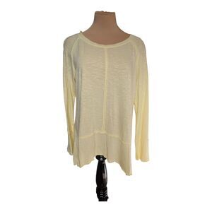 Style & Co High Low Cotton Top Yellow Women's Medium Casual Long sleeve Tshirt